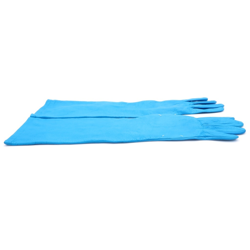 Maison Margiela(メゾンマルジェラ) 22AW Full sleeve leather gloves レザーグローブ 革手袋 ブルー S51TS0059