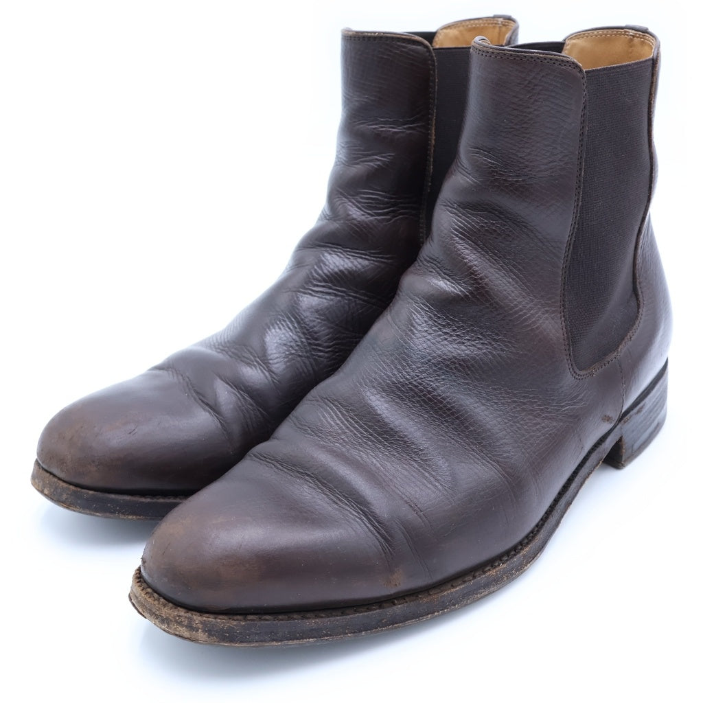 NO BRAND(ノーブランド) F.LLI Giacometti フラテッリ ジャコメッティ FG373 サイドゴア チェルシー カーフレザーブーツ ブラウン 40 1/2