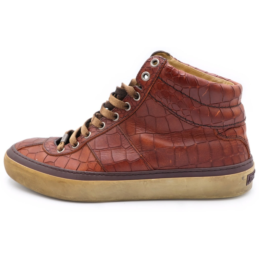 JIMMY CHOO(ジミーチュウ) Belgravia クロコ型押し ハイカットスニーカー ブラウン 42