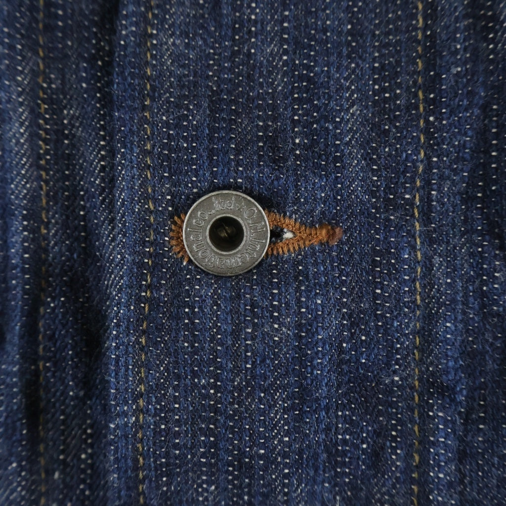 NO BRAND(ノーブランド) 鬼デニム 17oz鬼絣デニム 03502-kasuri 天然藍 カバーオール ジャケット インディゴ