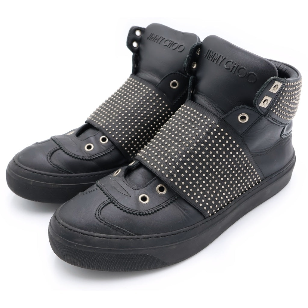 JIMMY CHOO(ジミーチュウ) ARCHIE アーチー スタッズ ブラックレザーハイカットスニーカー 42