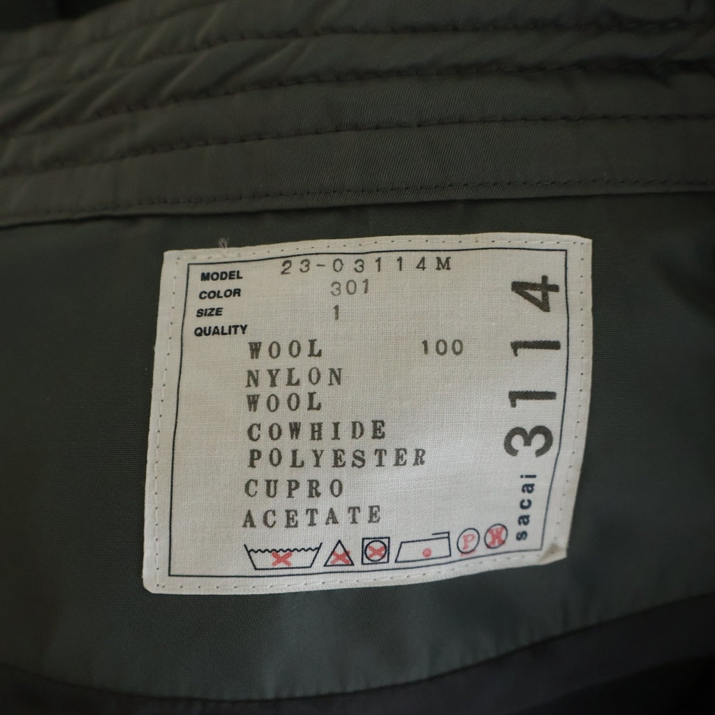 Sacai(サカイ) 23AW ウール ナイロン ドッキング チェスターコート グレー 23-03114M