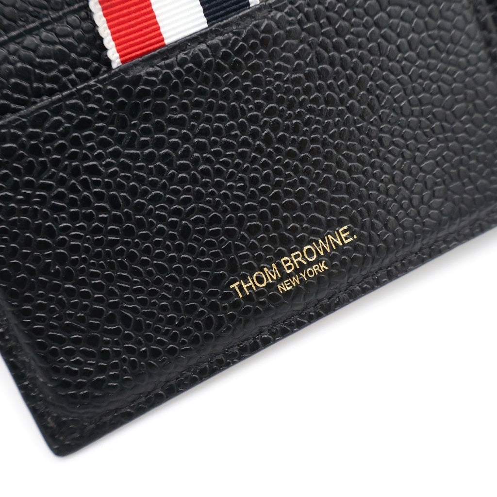 THOM BROWNE(トムブラウン) 二つ折り マネークリップ レザーカードケース ブラック