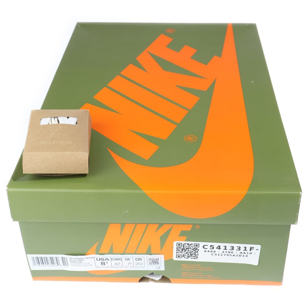 NIKE(ナイキ) AIR JORDAN 1 Retro High OG CRAFT ハイカットスニーカー オリーブ/オレンジ US8.5/26.5cm FB9934-300