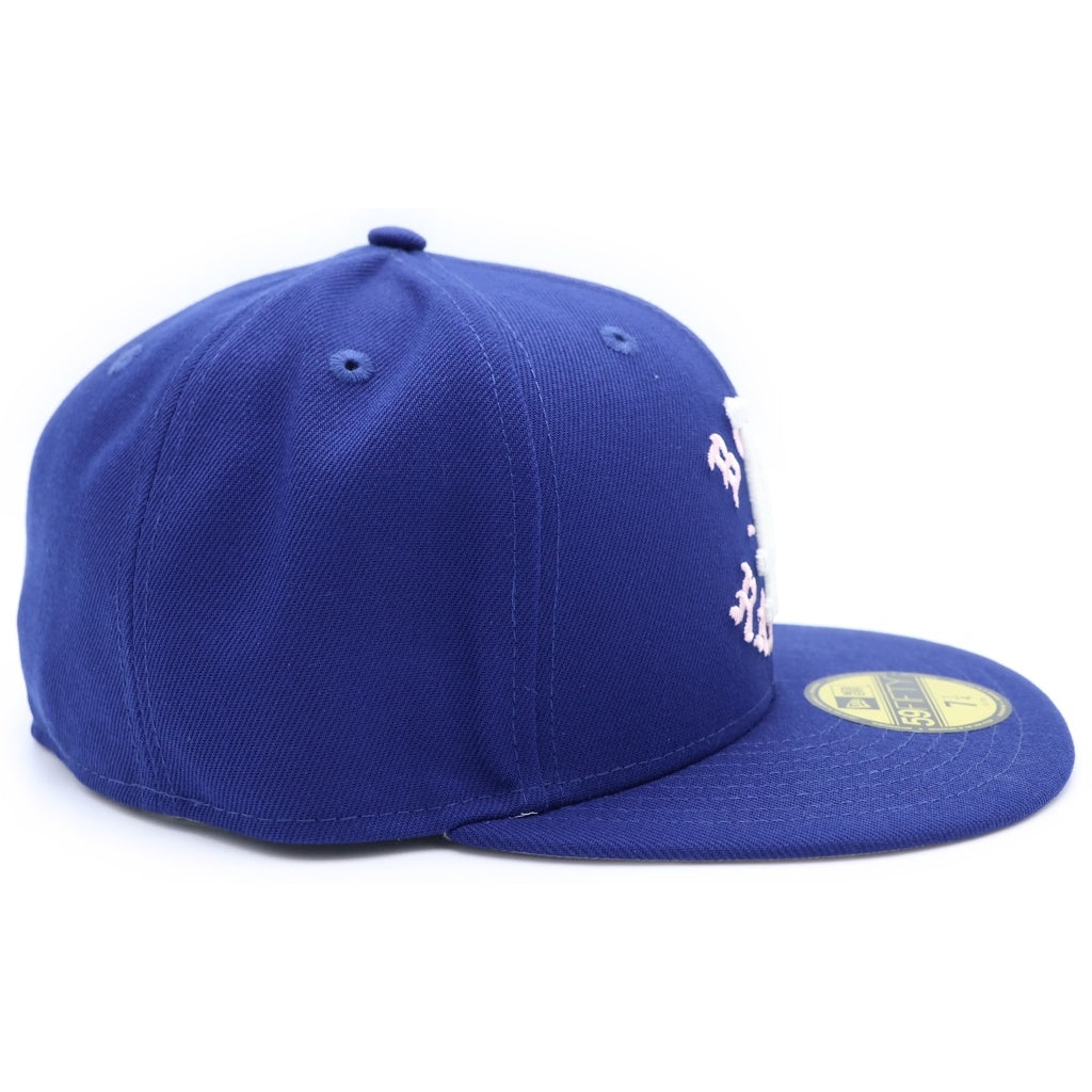 BORN X RAISED(ボーンアンドレイズド) ×NEW ERA 59FIFTY LA ROCKER HAT ニューエラ ドジャースロゴ 刺繍 ベースボールキャップ 帽子 ブルー