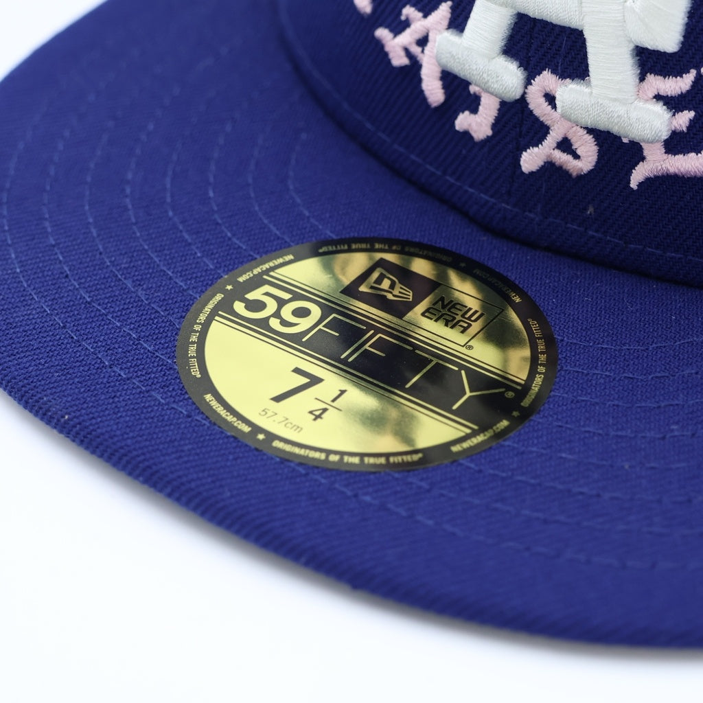 BORN X RAISED(ボーンアンドレイズド) ×NEW ERA 59FIFTY LA ROCKER HAT ニューエラ ドジャースロゴ 刺繍 ベースボールキャップ 帽子 ブルー