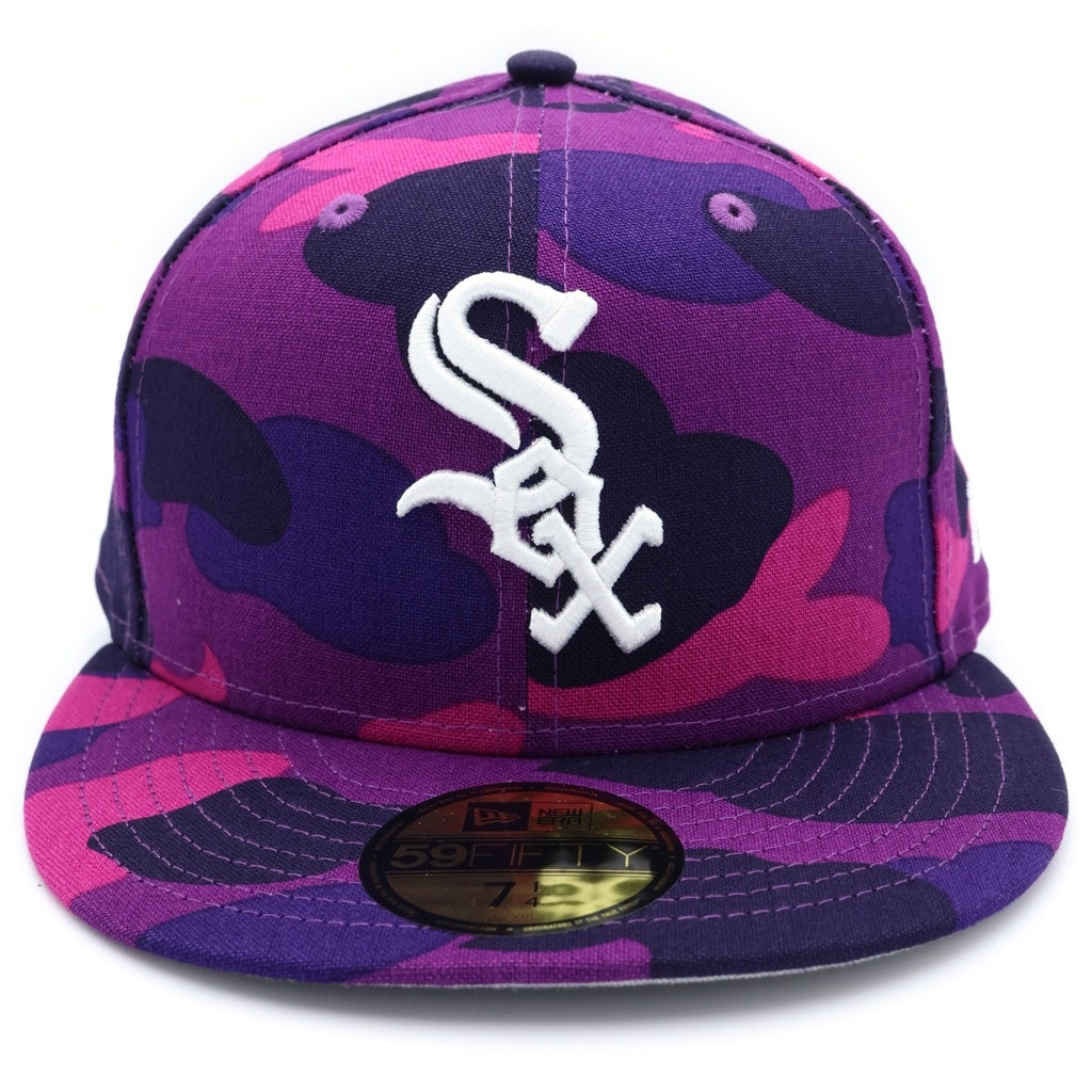 A BATHING APE(アベイシングエイプ) ×MLB ×NEW ERA BASEBALL CAP メジャーリーグ ニューエラ シカゴ ホワイトソックス ベースボールキャップ カモフラ パープル