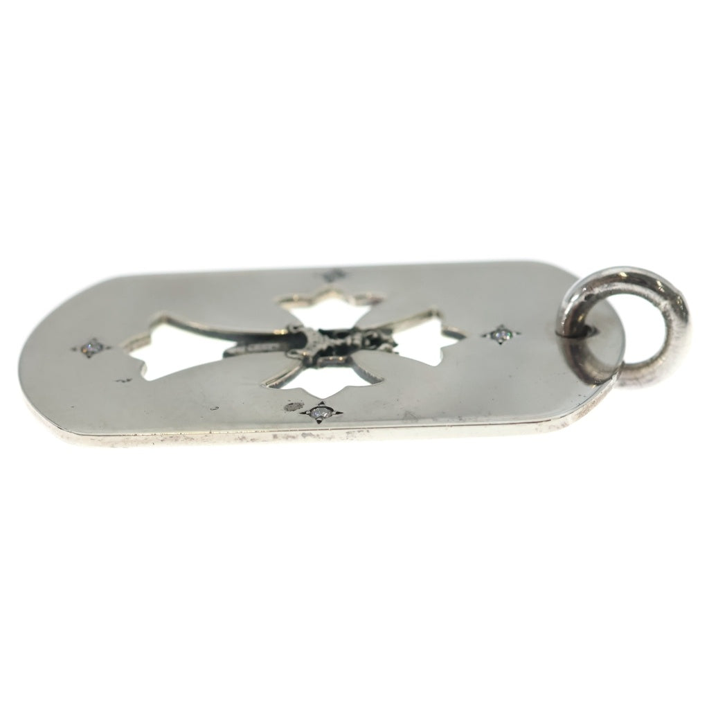 CHROME HEARTS(クロムハーツ) D TAG LRG FLE DAG AFTER 4P DIAフレア ダガー アフター 4Pダイヤ ラージ ドッグタグ ペンダントトップ シルバー
