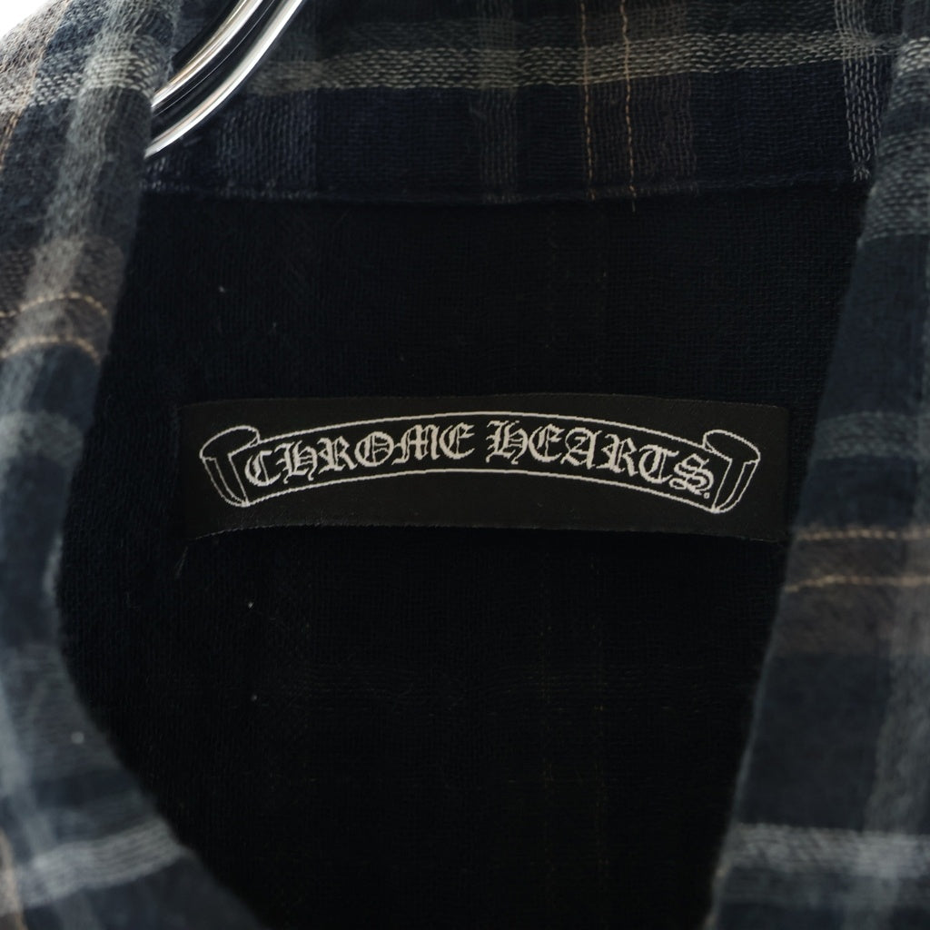 CHROME HEARTS(クロムハーツ) フローラルボタンダウン フランネル 長袖シャツ ブラック/シルバー