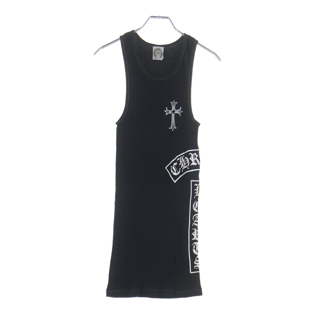 CHROME HEARTS(クロムハーツ) OLD オールド ラージCHクロスプリント ラインストーン 装飾 タンクトップ ノースリーブカットソー ブラック