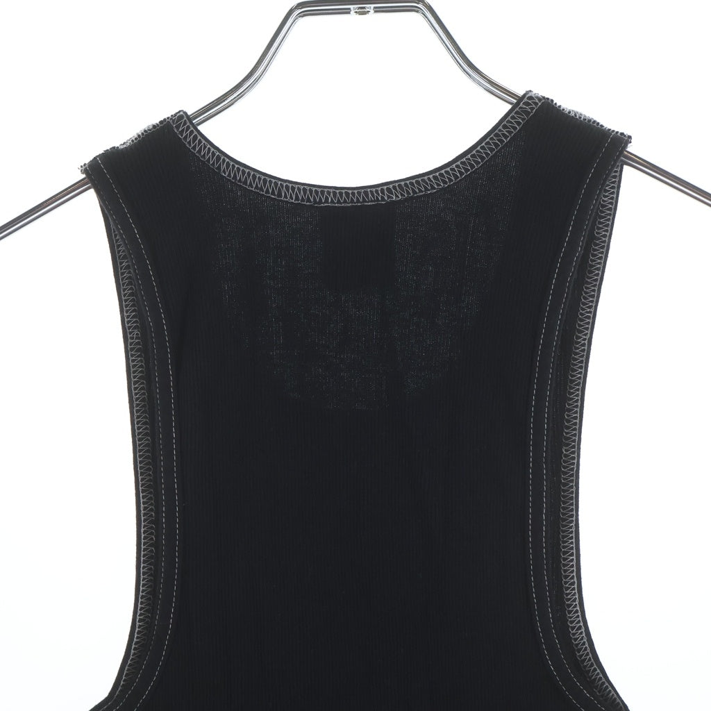 CHROME HEARTS(クロムハーツ) OLD オールド ラージCHクロスプリント ラインストーン 装飾 タンクトップ ノースリーブカットソー ブラック