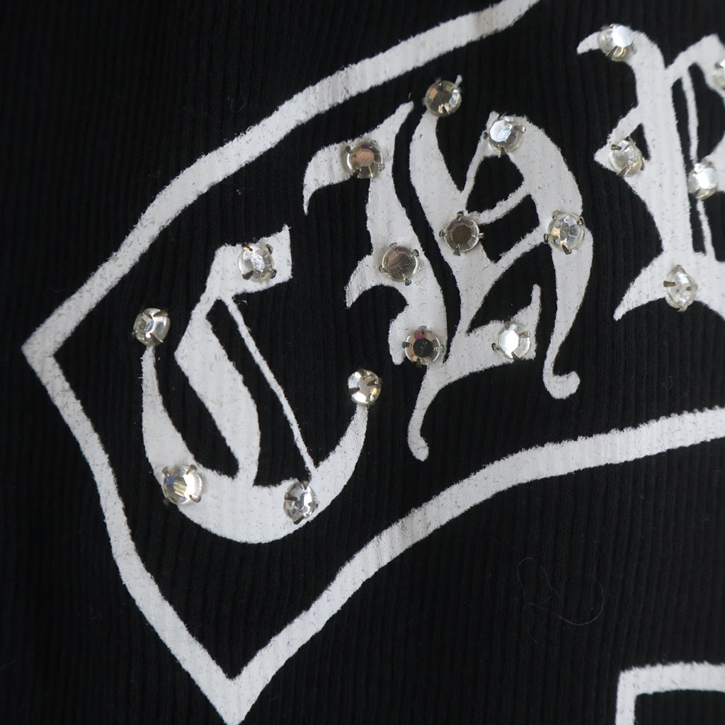 CHROME HEARTS(クロムハーツ) OLD オールド ラージCHクロスプリント ラインストーン 装飾 タンクトップ ノースリーブカットソー ブラック