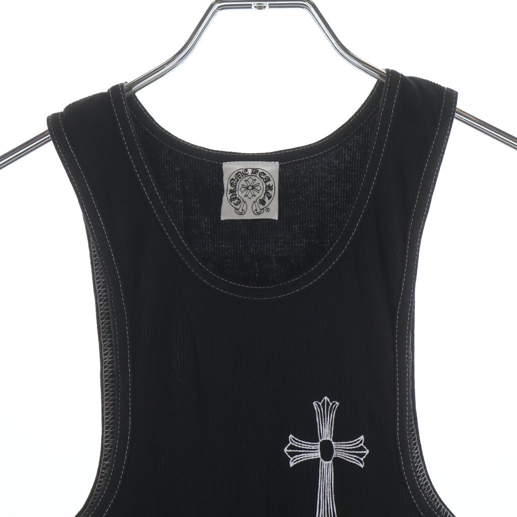 CHROME HEARTS(クロムハーツ) OLD オールド ラージCHクロスプリント タンクトップ ノースリーブカットソー ブラック