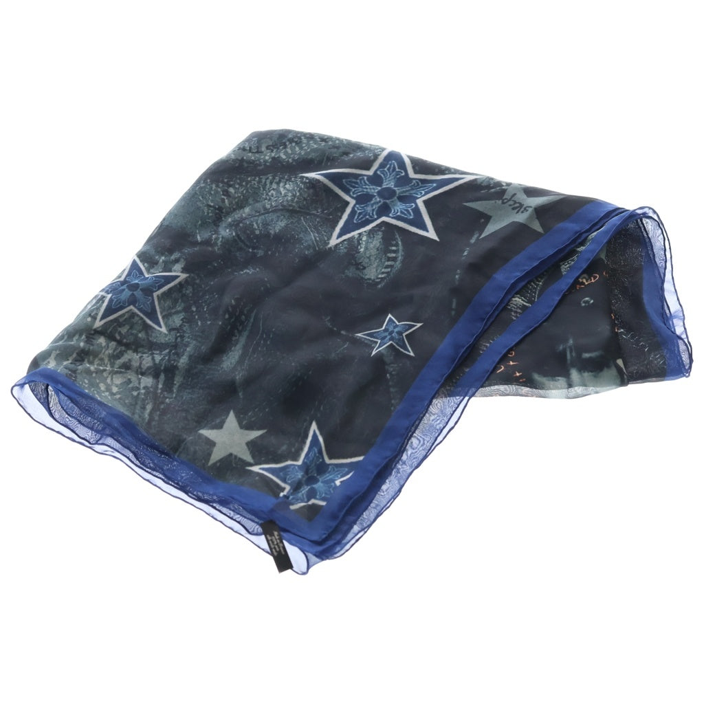 CHROME HEARTS(クロムハーツ) FAMILY FRAMED SILK SCARF 総柄 シルクスカーフ ネイビー