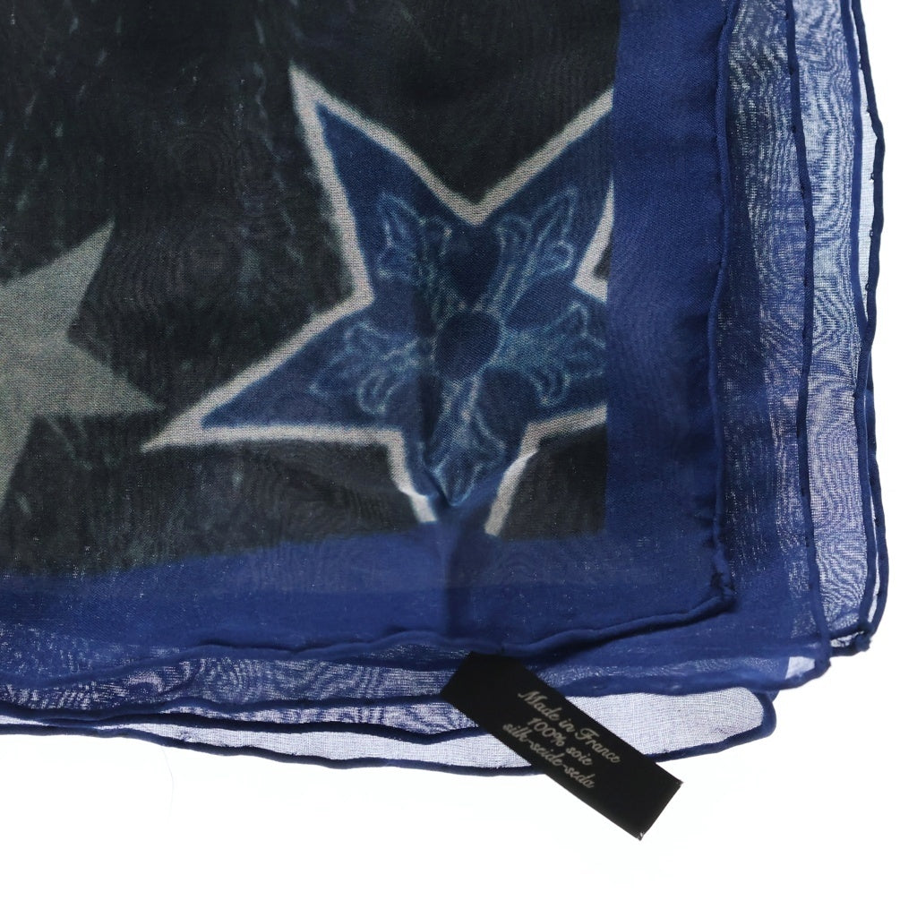CHROME HEARTS(クロムハーツ) FAMILY FRAMED SILK SCARF 総柄 シルクスカーフ ネイビー