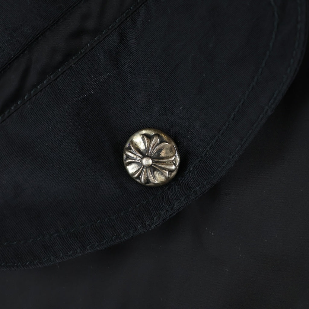 CHROME HEARTS(クロムハーツ) UNCLE VJ STN PLS STP MA-1 リブカシミヤ ジップアップ ナイロン フライトボンバージャケット ブラック/シルバー