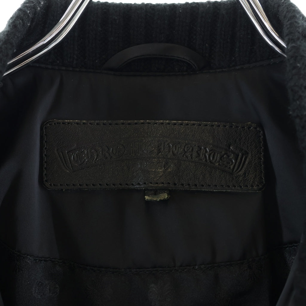 CHROME HEARTS(クロムハーツ) UNCLE VJ STN PLS STP MA-1 リブカシミヤ ジップアップ ナイロン フライトボンバージャケット ブラック/シルバー