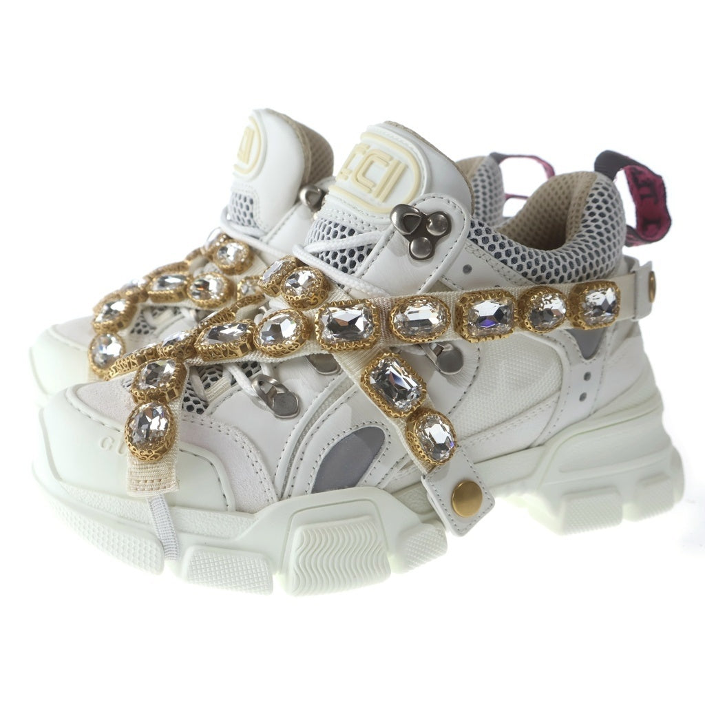 GUCCI(グッチ) フラッシュトレック クリスタル ローカットスニーカー ホワイト 541445 GGZ50 レディース