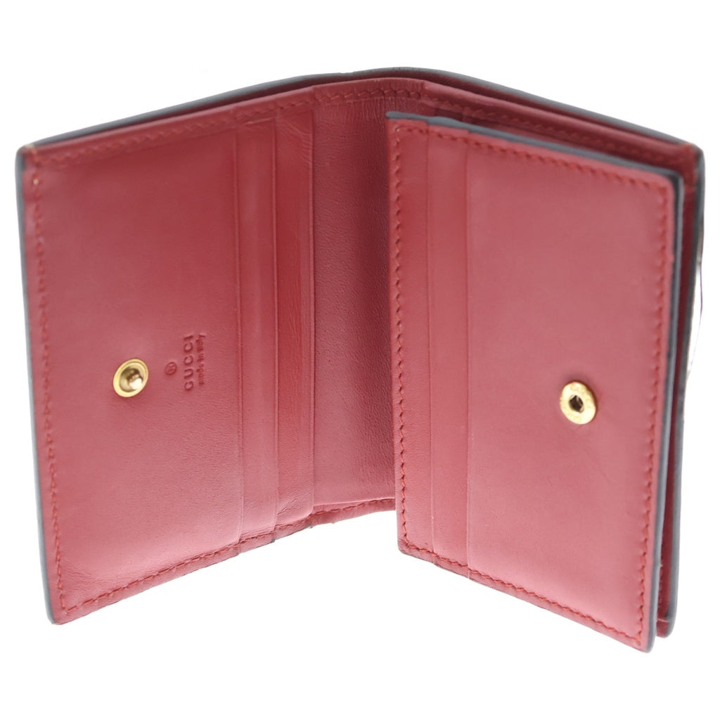 GUCCI(グッチ) GGスプリーム チェリー コンパクトウォレット 二つ折り財布 ベージュ/レッド 476050 レディース
