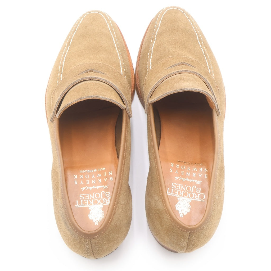 Crockett&Jones(クロケットアンドジョーンズ) ×BARNEYSNEWYORK バーニーズニューヨーク別注 コインローファー スエードレザーシューズ ブラウン