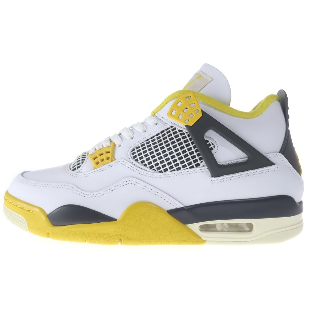 NIKE(ナイキ) WMNS AIR JORDAN 4 RETRO VIVID SULFUR AQ9129-101 エアジョーダン4 ミッドカットスニーカー ホワイト/イエロー/ブラック US12/29cm
