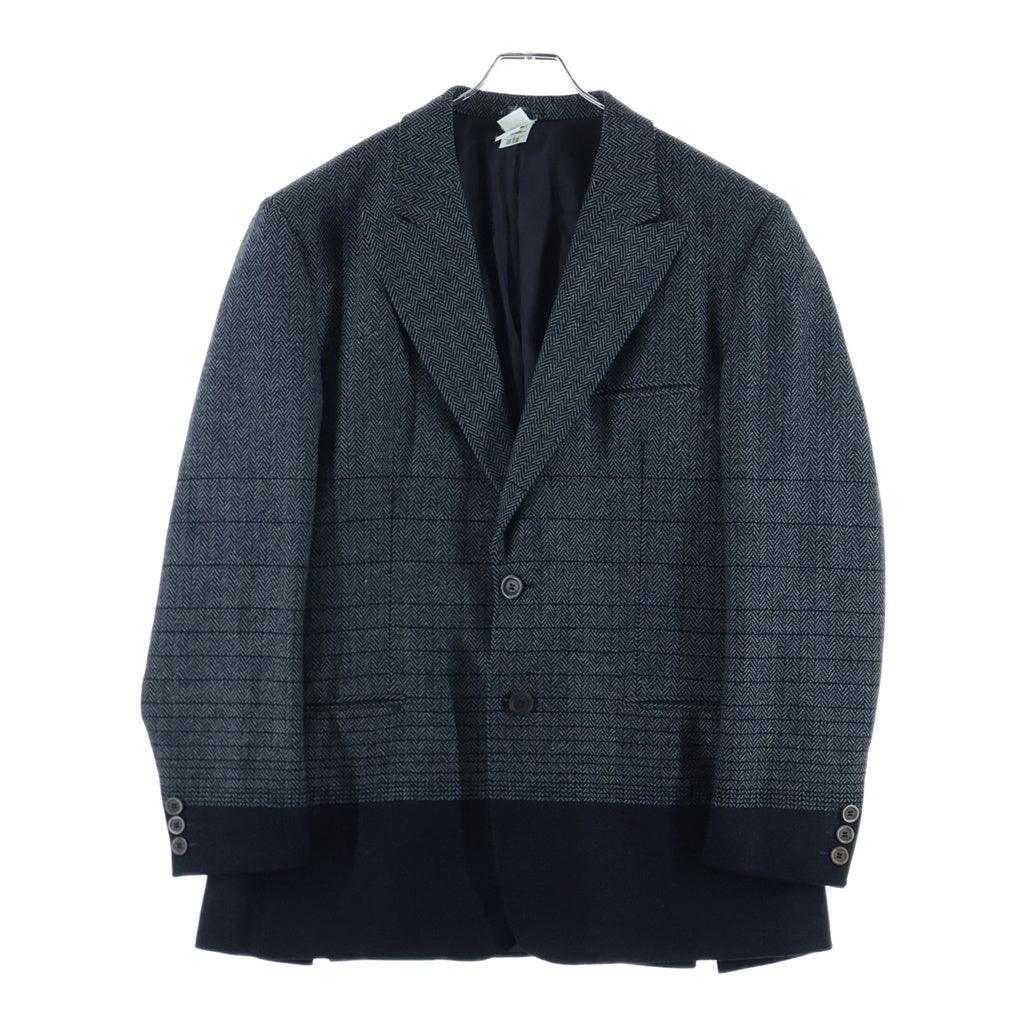 GIANNI VERSACE(ジャンニ ヴェルサーチ) ピークドラペルカラー 2B カシミヤ ウール テーラードジャケット グレー