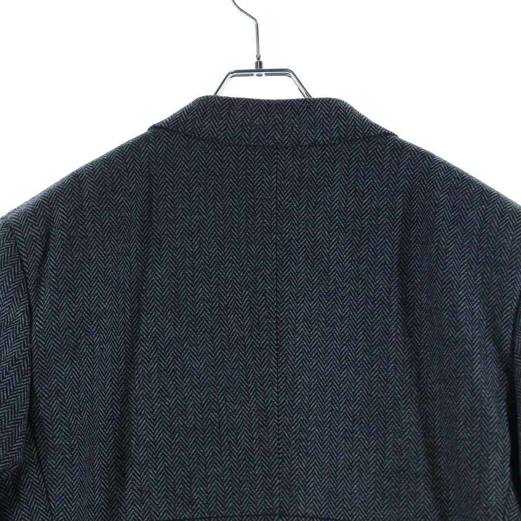 GIANNI VERSACE(ジャンニ ヴェルサーチ) ピークドラペルカラー 2B カシミヤ ウール テーラードジャケット グレー