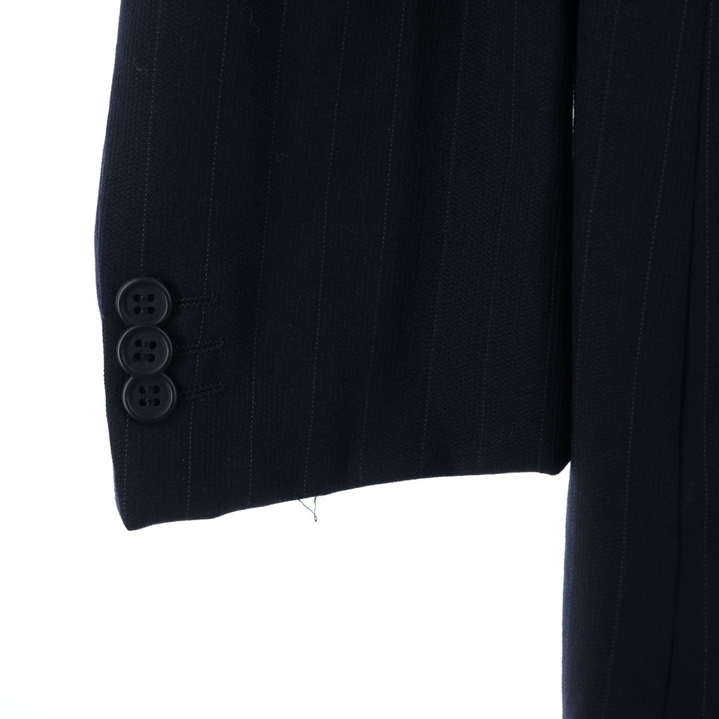 GIORGIO ARMANI(ジョルジオアルマーニ) ウール ピークドラペル ストライプ 1B ダブルテーラードジャケット ブラック