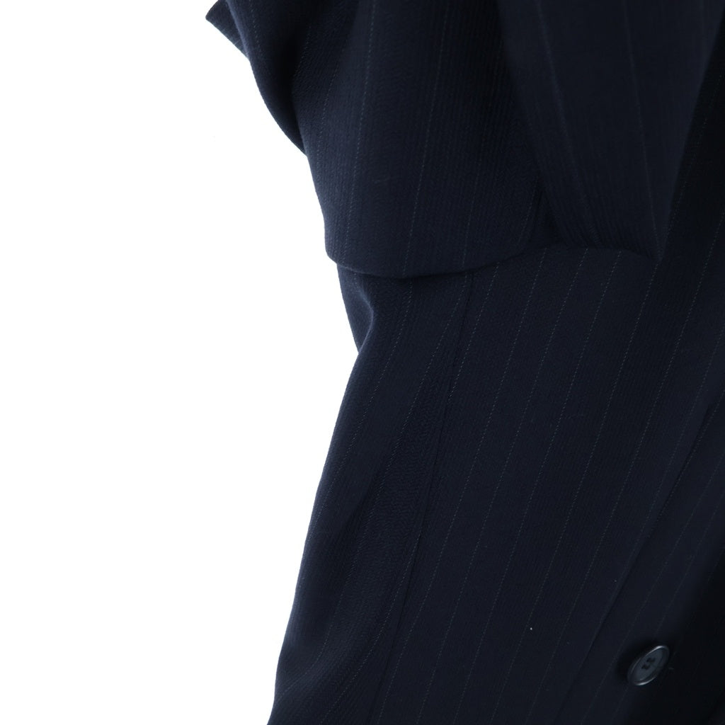 GIORGIO ARMANI(ジョルジオアルマーニ) ウール ピークドラペル ストライプ 1B ダブルテーラードジャケット ブラック