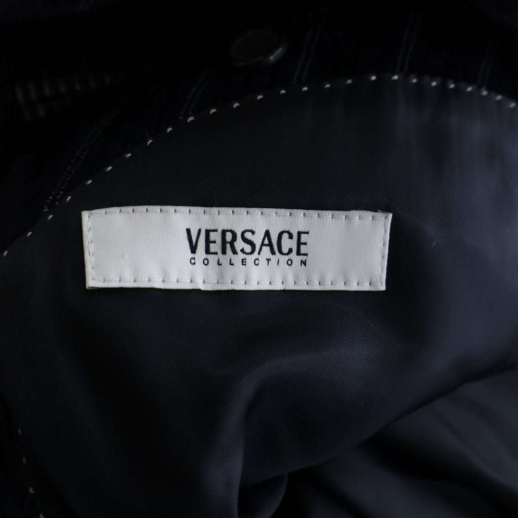 VERSACE COLLECTION(ヴェルサーチコレクション) ベロア ストライプ 2B テーラードジャケット ブラック/パープル