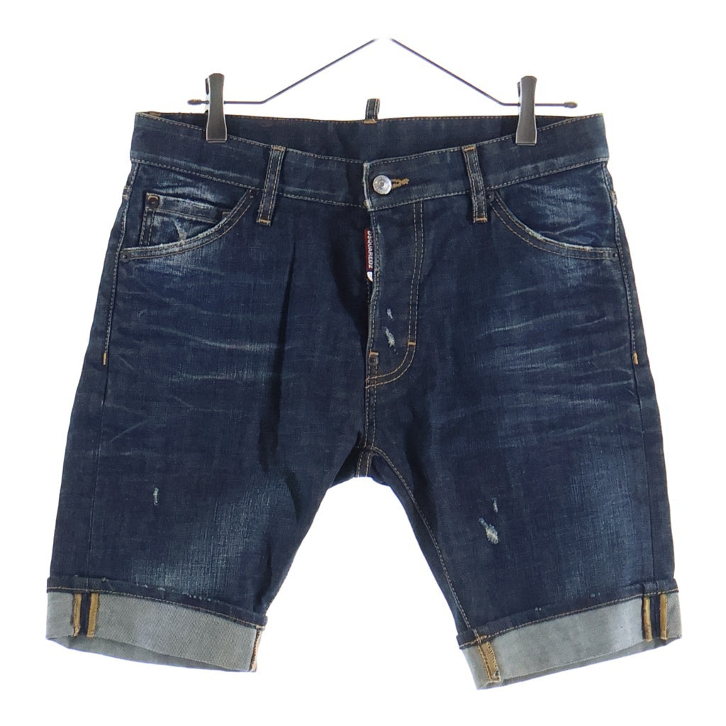 DSQUARED2(ディースクエアード) 17SS クラッシュ加工 デニムハーフパンツ インディゴ