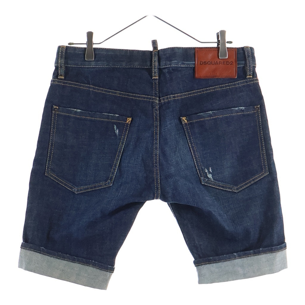 DSQUARED2(ディースクエアード) 17SS クラッシュ加工 デニムハーフパンツ インディゴ