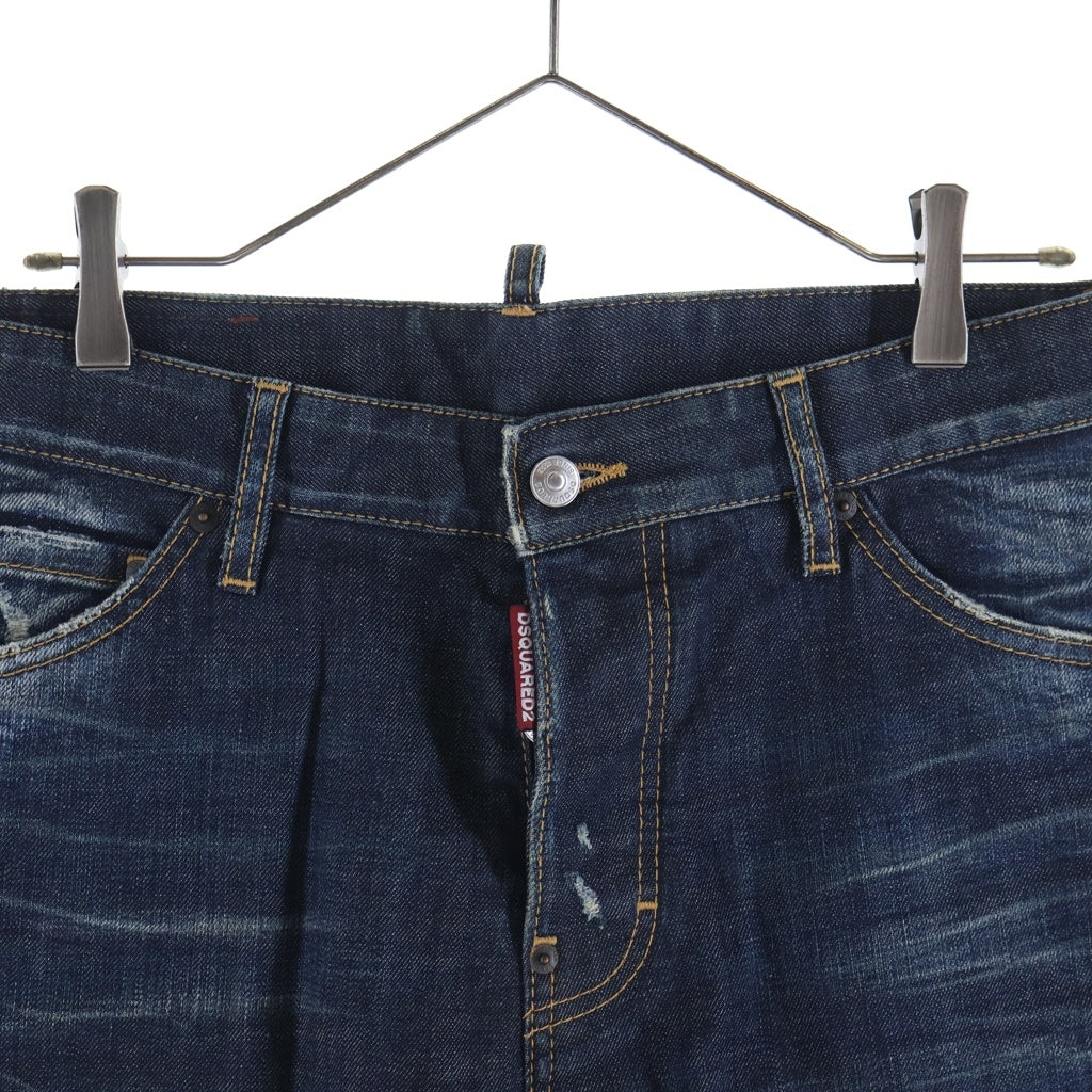 DSQUARED2(ディースクエアード) 17SS クラッシュ加工 デニムハーフパンツ インディゴ