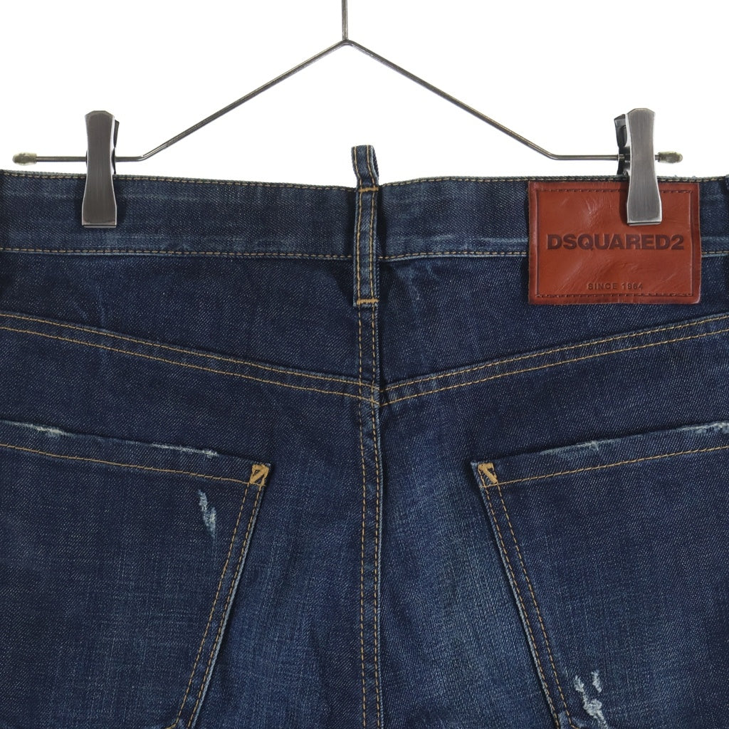 DSQUARED2(ディースクエアード) 17SS クラッシュ加工 デニムハーフパンツ インディゴ