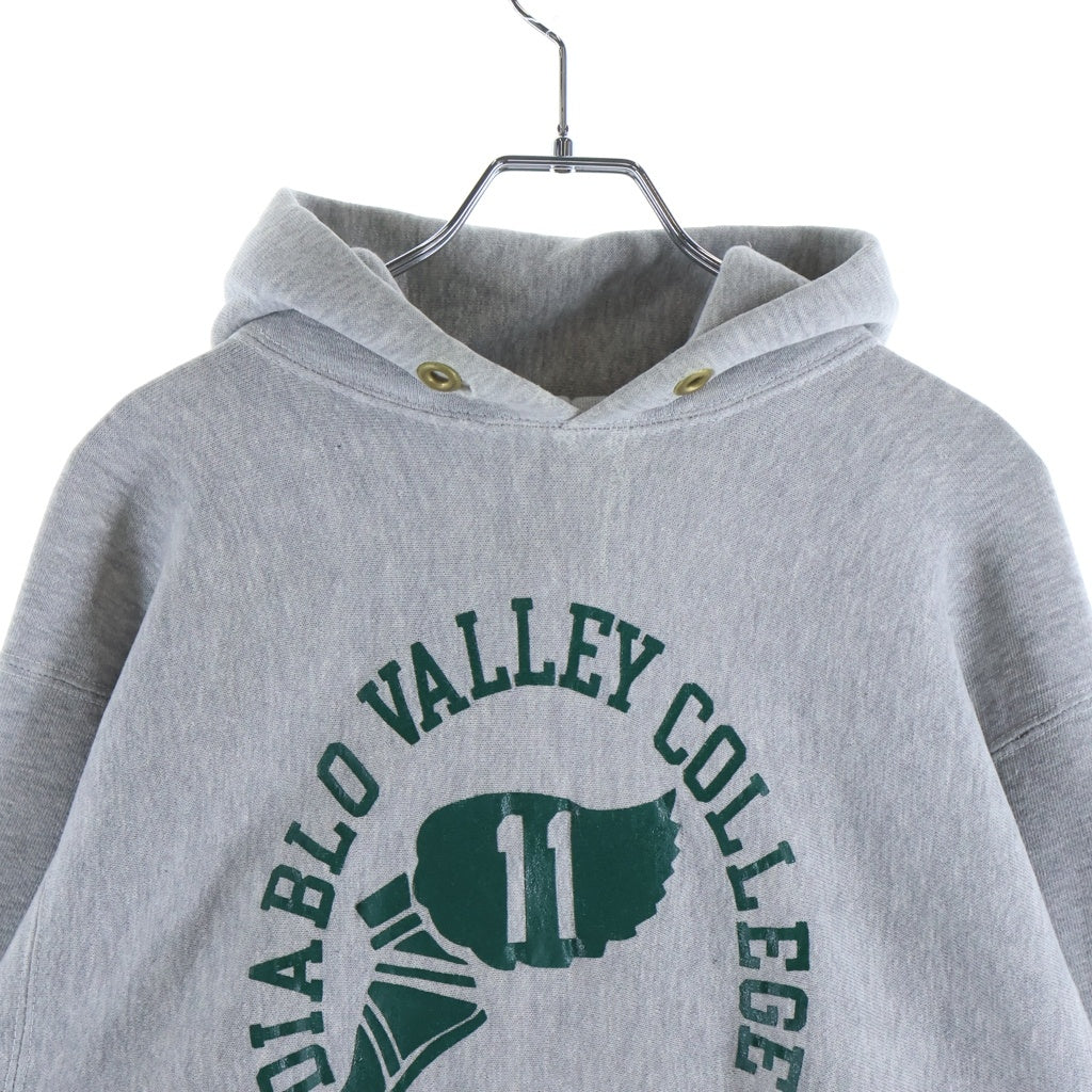 CHAMPION(チャンピオン) 70S VINTAGE REVERSE WEAVE ヴィンテージ リバースウィーブ 青単色タグ カレッジロゴプリント スウェット プルオーバーパーカー グレー
