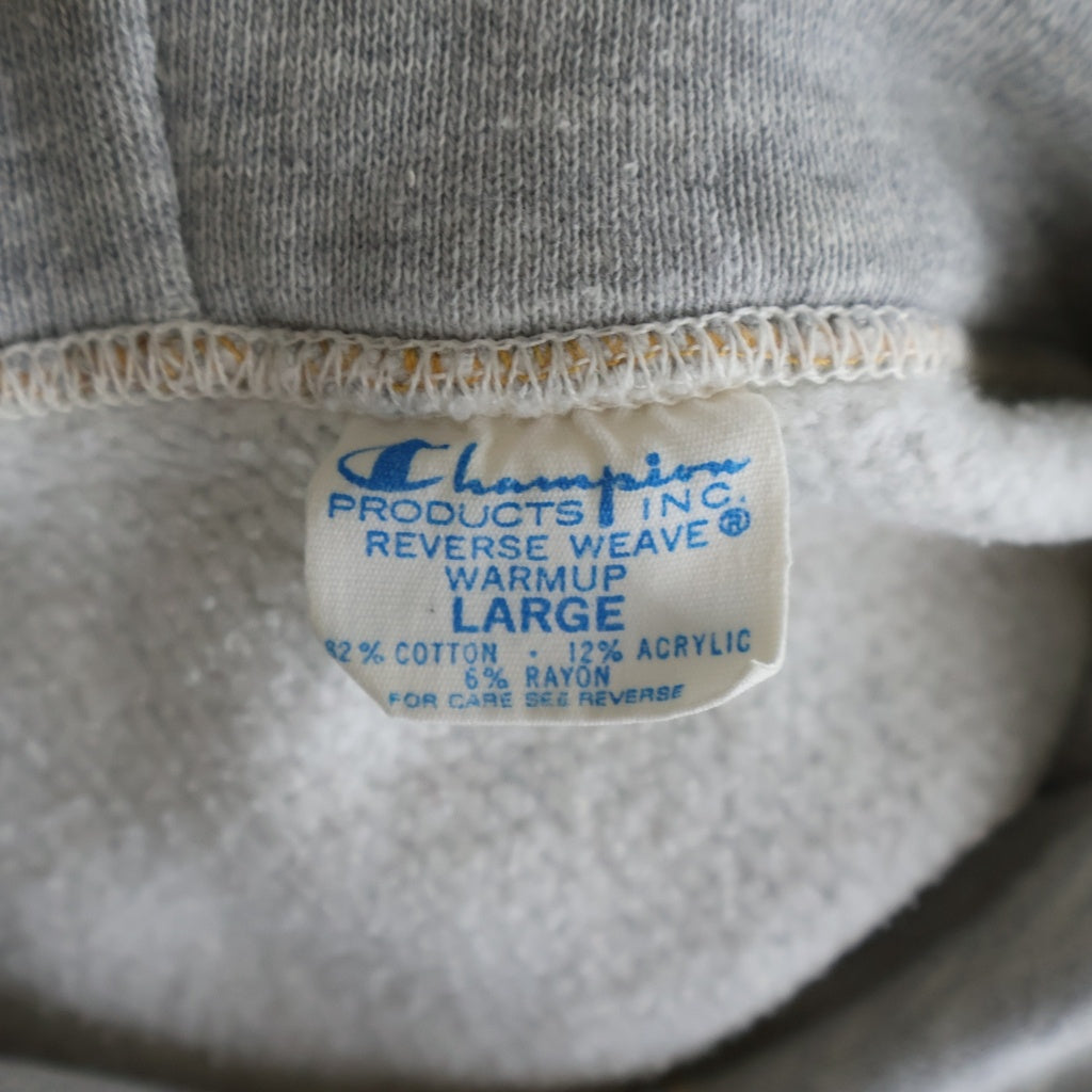 CHAMPION(チャンピオン) 70S VINTAGE REVERSE WEAVE ヴィンテージ リバースウィーブ 青単色タグ カレッジロゴプリント スウェット プルオーバーパーカー グレー