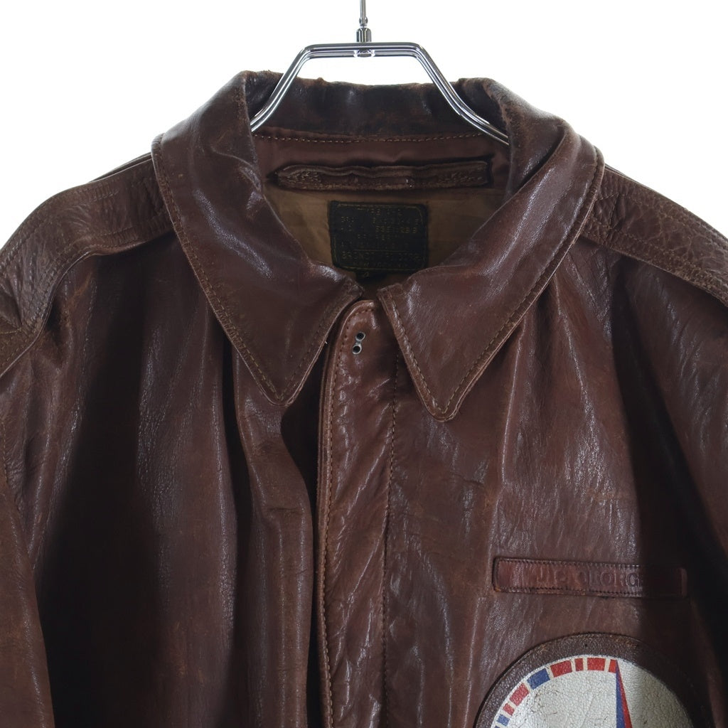 VINTAGE(ヴィンテージ) 40S VINTAGE U.S.ARMY A-2 BRONCO MFG CORP 30-1415 TALON ZIP ヴィンテージ ミリタリー フライト ボンバー レザージャケット ブラウン