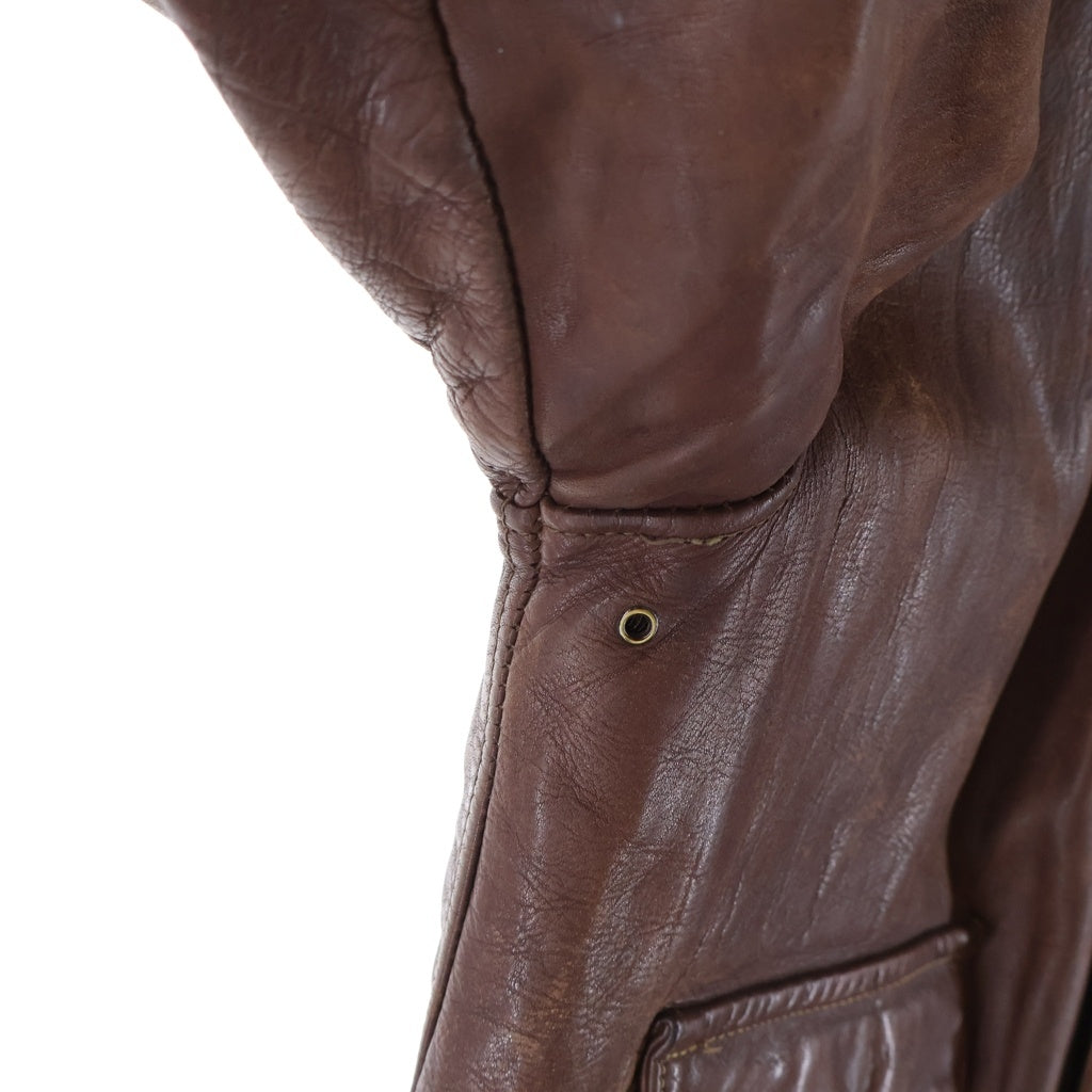 VINTAGE(ヴィンテージ) 40S VINTAGE U.S.ARMY A-2 BRONCO MFG CORP 30-1415 TALON ZIP ヴィンテージ ミリタリー フライト ボンバー レザージャケット ブラウン