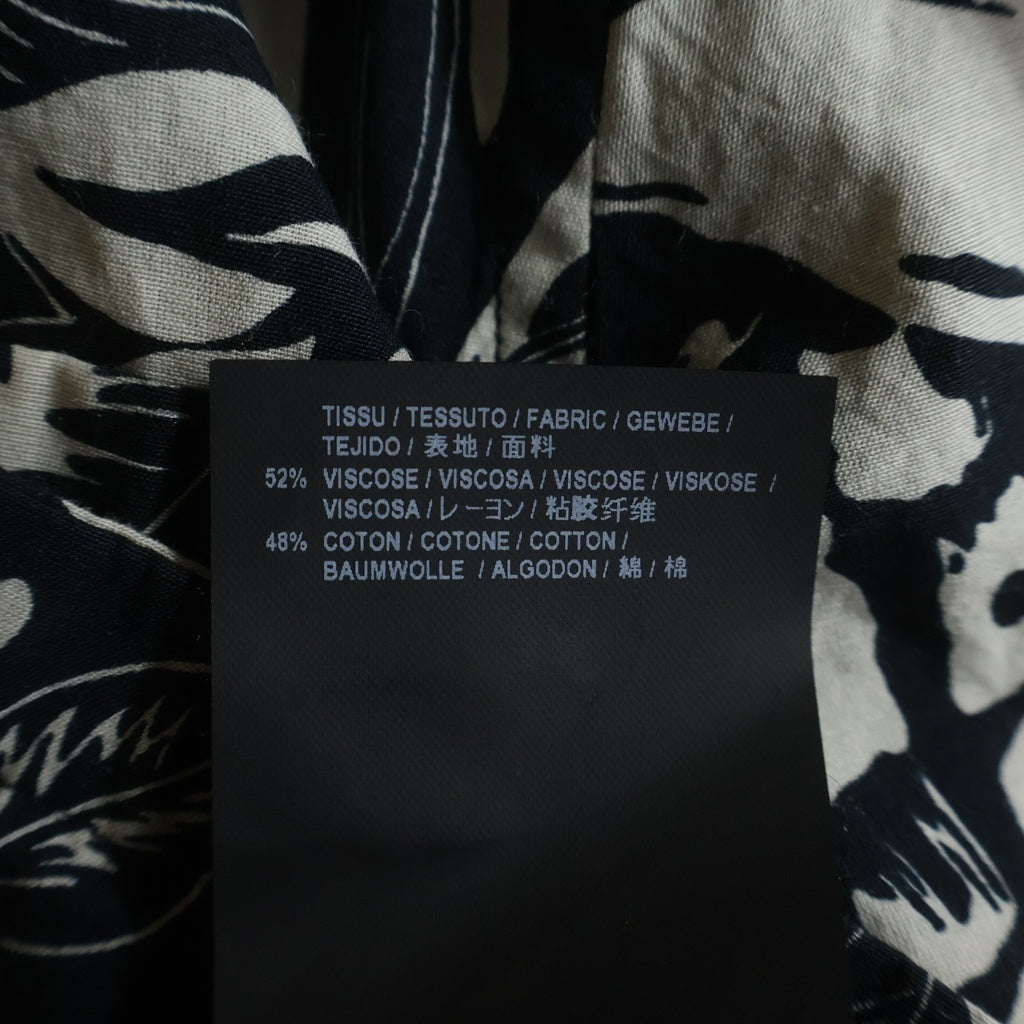 SAINT LAURENT PARIS(サンローランパリ) 17SS ハイビスカスパイナップル総柄 オープンカラー 半袖シャツ ブラック 415167 Y316P