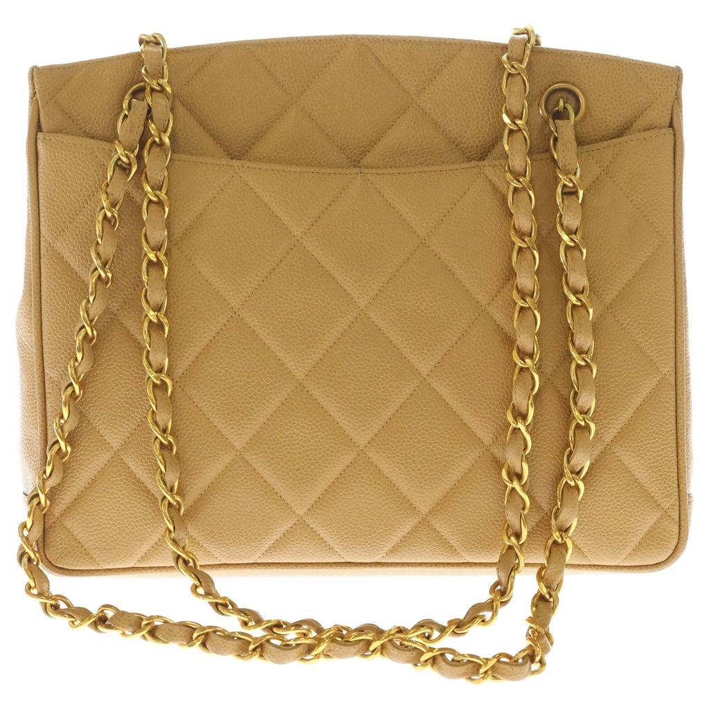 CHANEL(シャネル) ココマーク キャビアスキン マトラッセ チェーンショルダーバッグ ベージュ