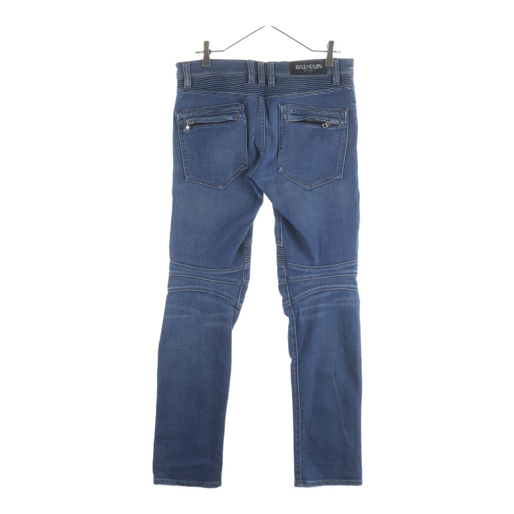 正規 BALMAIN バルマン 蛇腹 バイカー デニム BALMAIN(バルマン) 立体裁断 蛇腹 バイカーデニムパンツ インディゴ