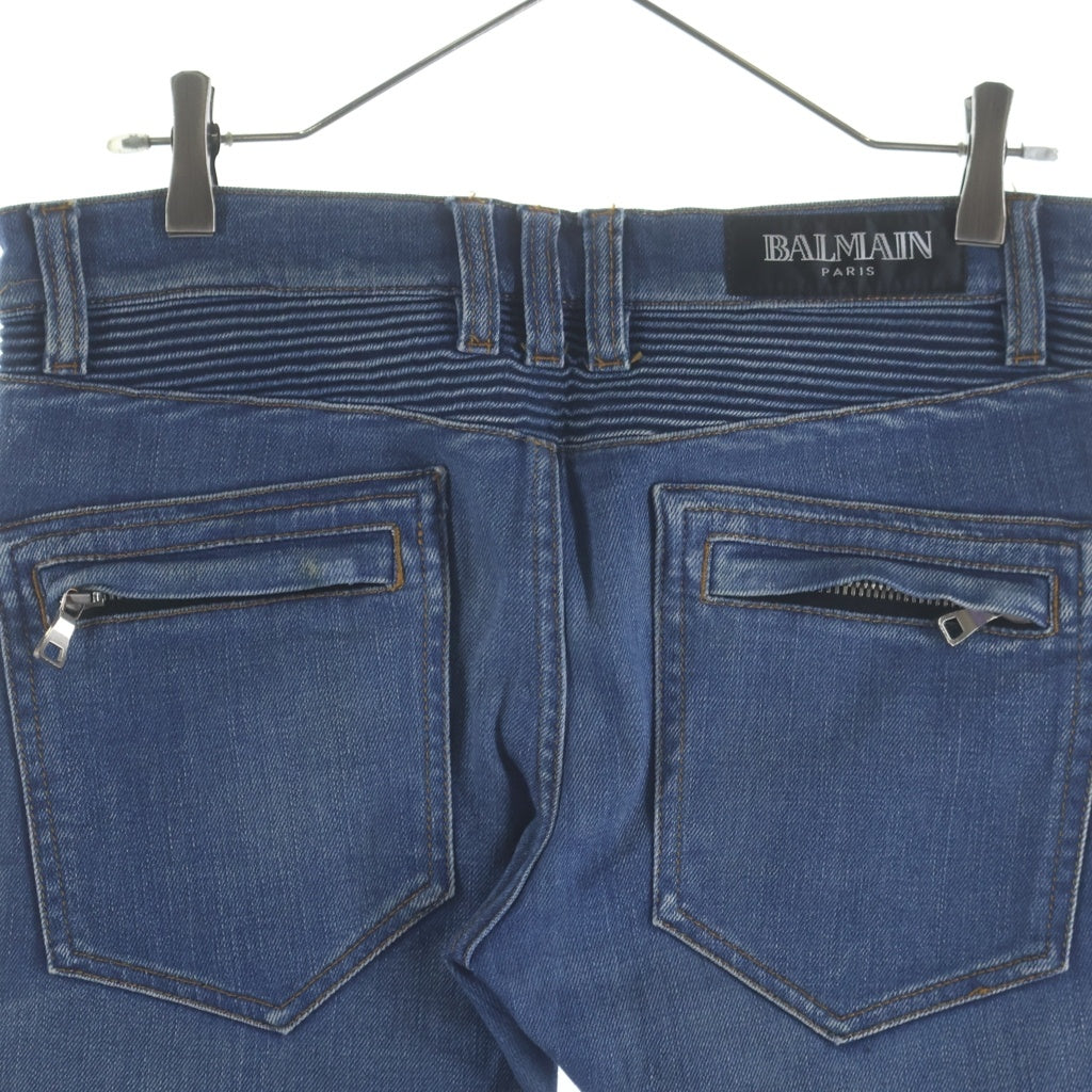 BALMAIN(バルマン) 立体裁断 蛇腹 バイカーデニムパンツ インディゴ