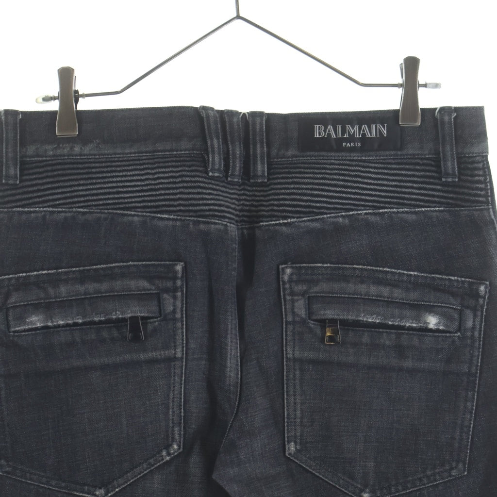 BALMAIN バルマン バイカー ブラック デニムパンツ 29 BALMAIN