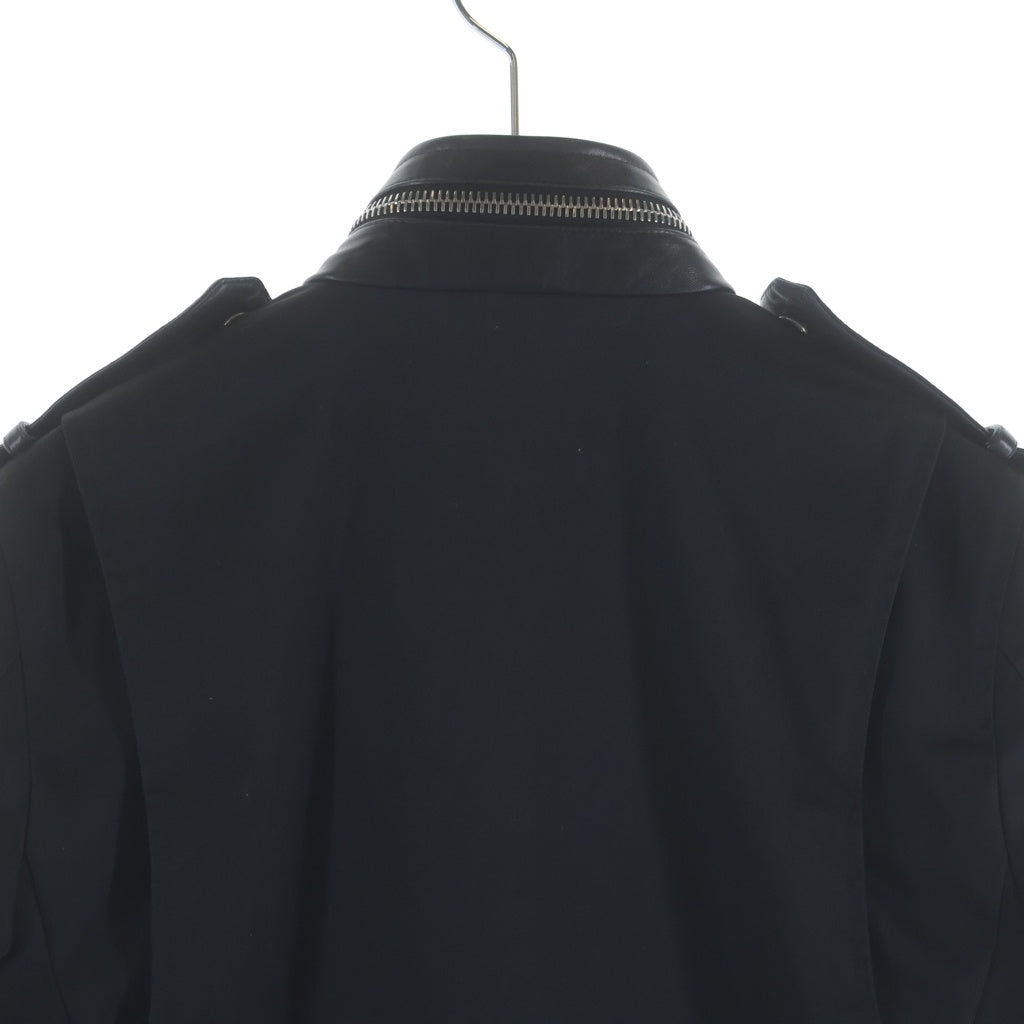 SAINT LAURENT PARIS(サンローランパリ) ラムレザー コットン切り替え ミリタリージャケット ブルゾン ブラック 314596