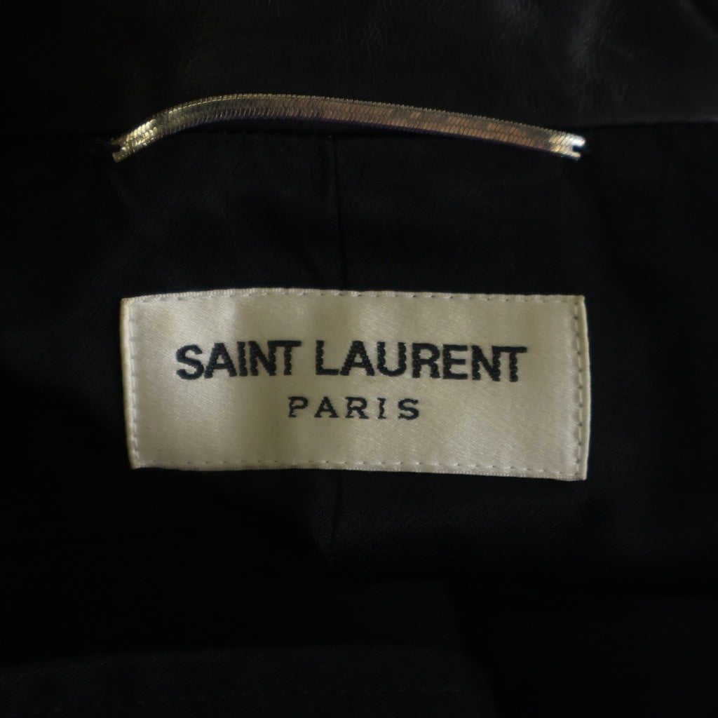 SAINT LAURENT PARIS(サンローランパリ) ラムレザー コットン切り替え ミリタリージャケット ブルゾン ブラック 314596