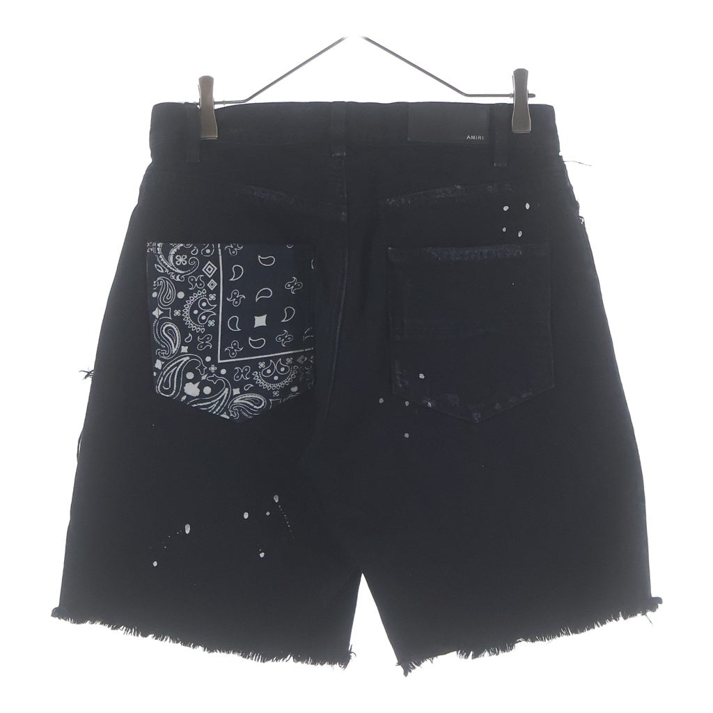 AMIRI(アミリ) 18SS ART PATCH PAINTED DENIM SHORT ダメージ加工 デニムショーツ ハーフパンツ ブラック