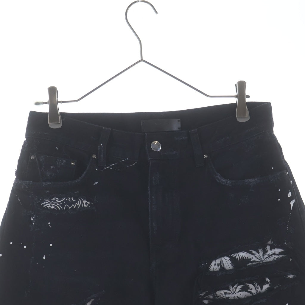 AMIRI(アミリ) 18SS ART PATCH PAINTED DENIM SHORT ダメージ加工 デニムショーツ ハーフパンツ ブラック