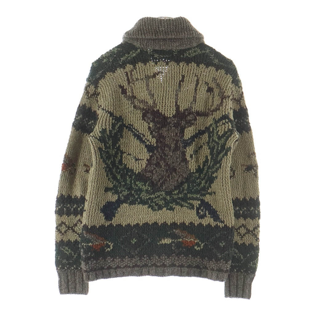 RRL(ダブルアールエル) HAND KNIT SHAWL CARDIGAN 一つ星 ハンドニット ウール ショールカラー カーディガン ベージュ