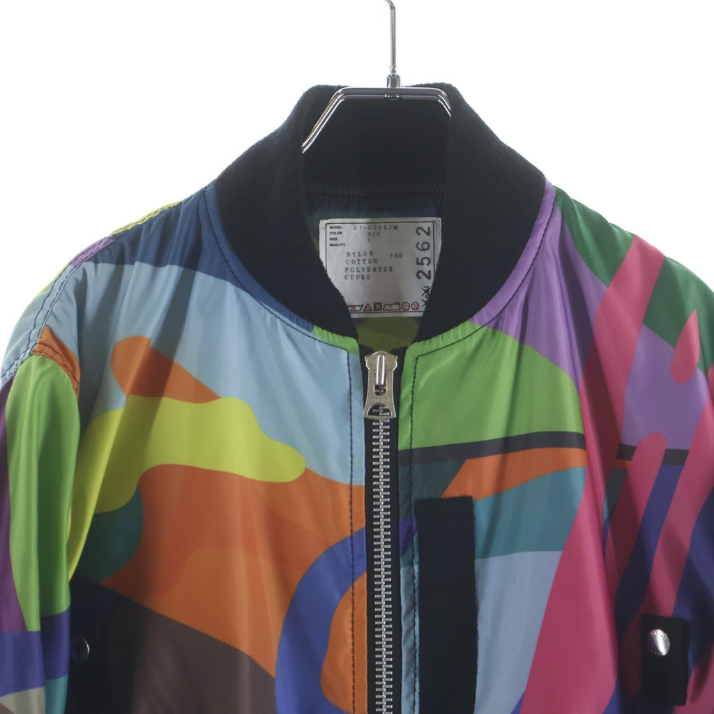 Sacai(サカイ) 21AW ×KAWS MA-1 BLOUSON MULTI カウズ ナイロン カモフラ フライトジャケット ブルゾン マルチ 21-02562M