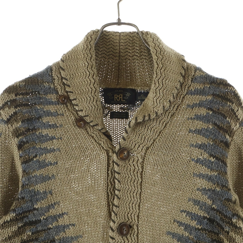 RRL(ダブルアールエル) 一つ星 リネン混 ショールカラー カーディガン ベージュ
